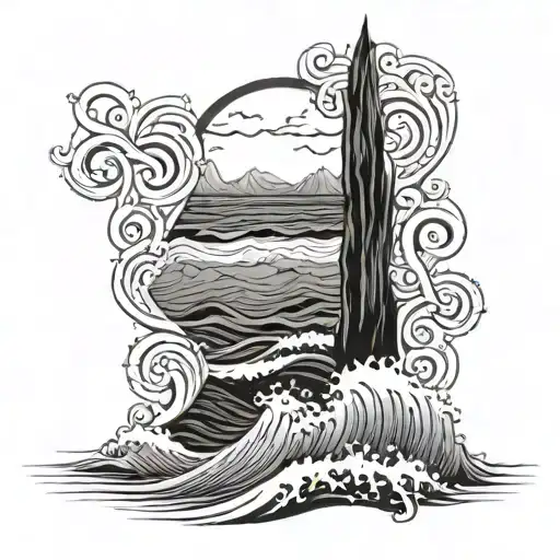 Masculine Beach Scene With Waves