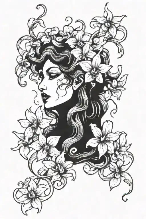 Medusa With Orchids And Angelic Figures
