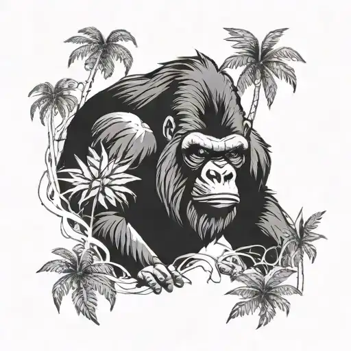 Furious Gorilla Getting Out Of Jungle