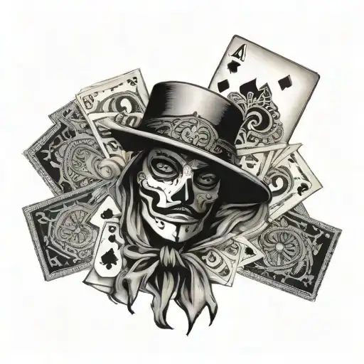 Realistic Mexican Gangter Style Ski Mask With Playing Cards And Money