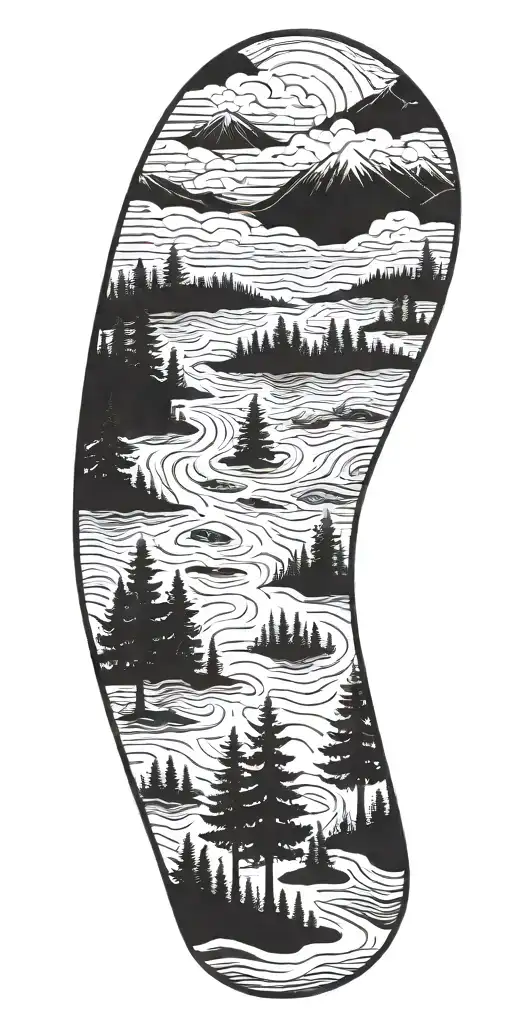 Fir Trees Fog Dark Atmosphere River Mountain Landscape Satelite Dish