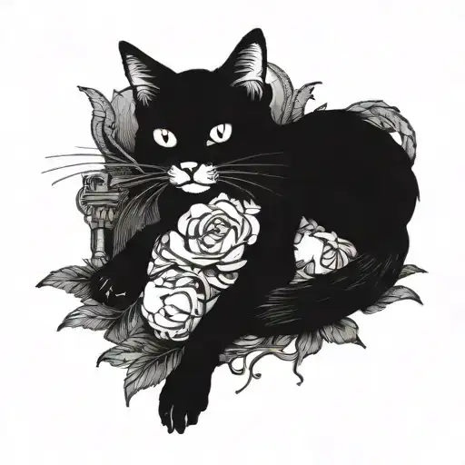 A Gothic Cat Lounging On A Pile Of Opium Style Clothing