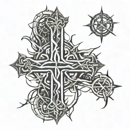 Cross And Crown Of Thorns Wrapped