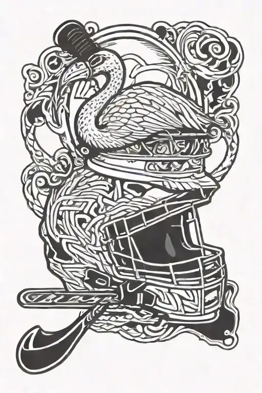 Flamingo Playing Hockey Helmet