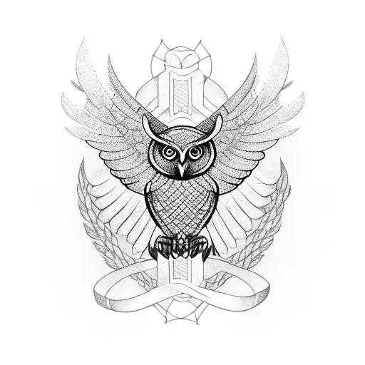 Owl With Wings Going Up