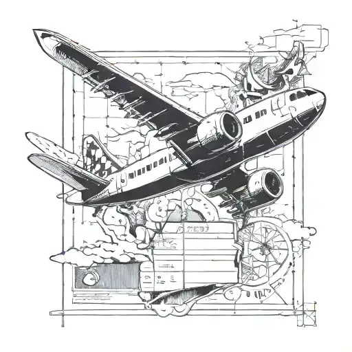 Airplane And Plane Ticket And Fire