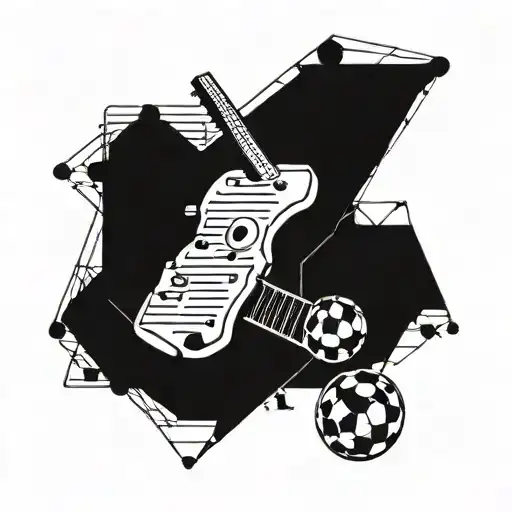 A Geometric Design Incorporating Musical Instruments And Soccer Elements