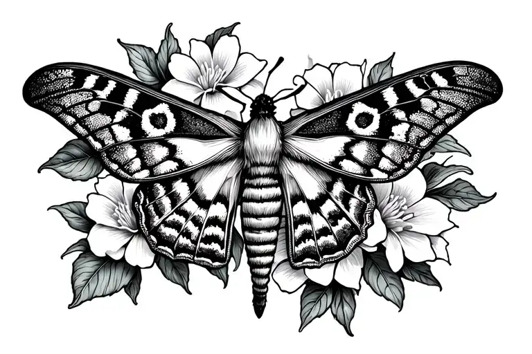 Moth With Gardenias Behind It