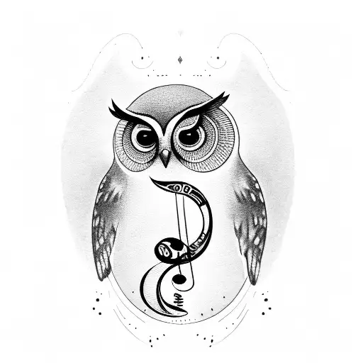 Owl With Bass Clef & Semi Colon