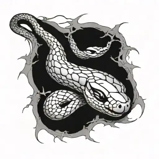 Snake Wrapped Around Upper Arm With Cobweb Shooting Out