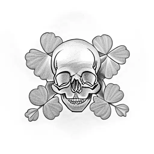 Blonde Woman Skull With 4 Leaf Clover