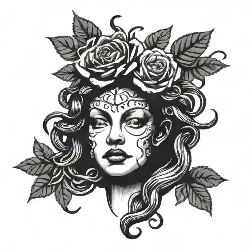 Medusa With A Crown Of Roses