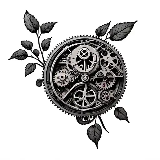 Nature Clockwork Mechanism With Gears Plant Growing Cooking