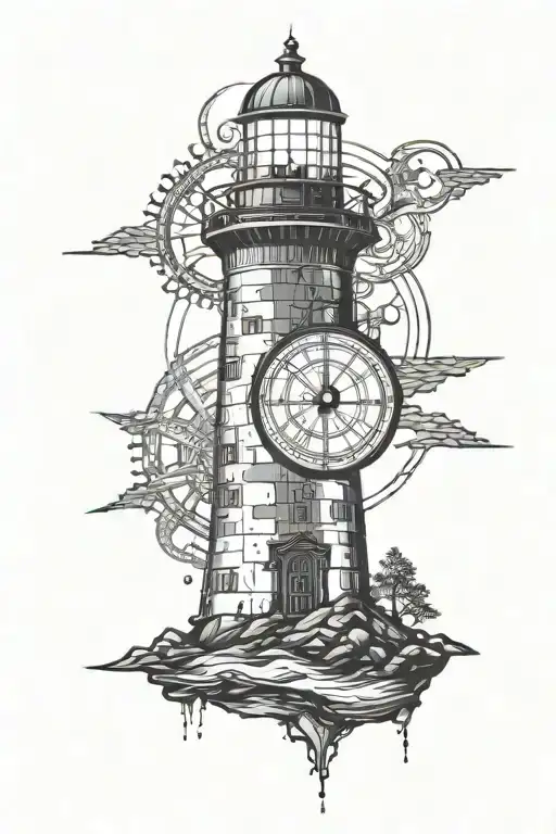 Lighthouse Shining A Vegvisir Viking Compass