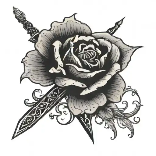 Rose And Long Sword Piercing