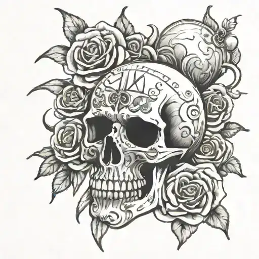 Time Glass Fire Evil Skull Roses