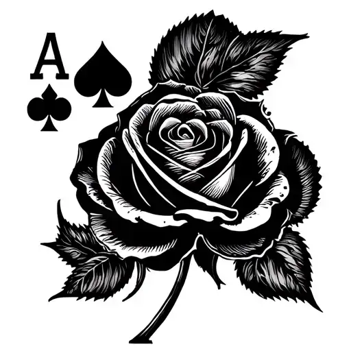 Money Rose And Spade Of Clubs Separated