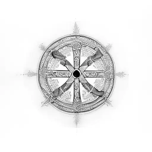 Caligraphy Circle With Brigid's Cross