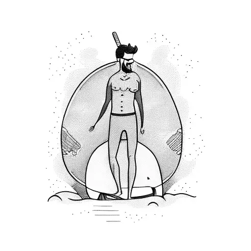 Man Leaning On A Surfboard On The Beach