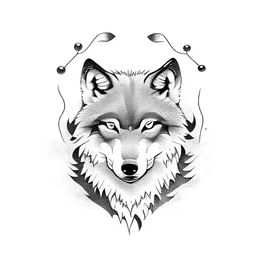 Masculine Wolf With Fish Hook On Bottom