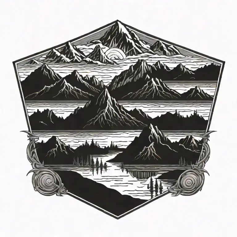 Mountain Range At Dawn Surrounded By Receding Streams Of Flood Waters