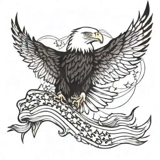 Eagle And American Flag Intertwined