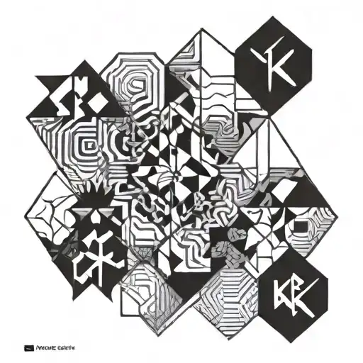 An Abstract Geometric Design Incorporating The Name 'Marcoux'