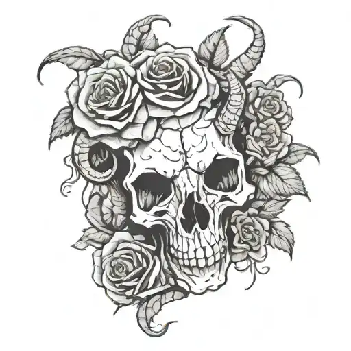 Rose And Goat Skull