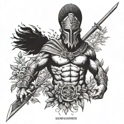 Greek Warrior And Forest