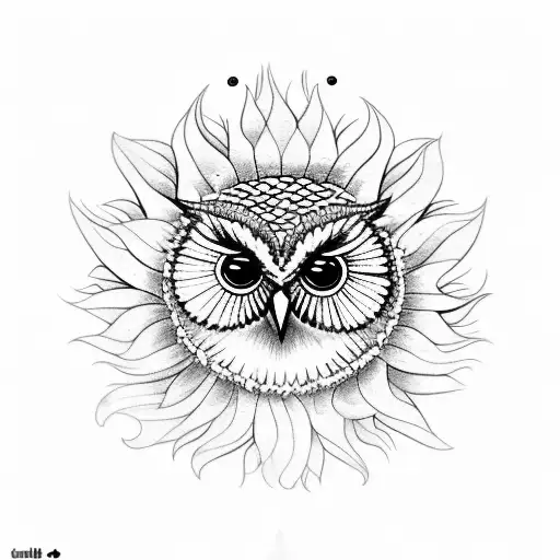 Owl On Sunflower
