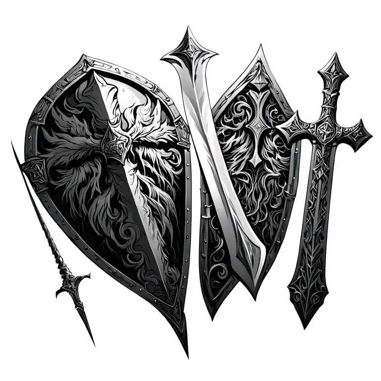 Ares God Of War Sword Shield Cross