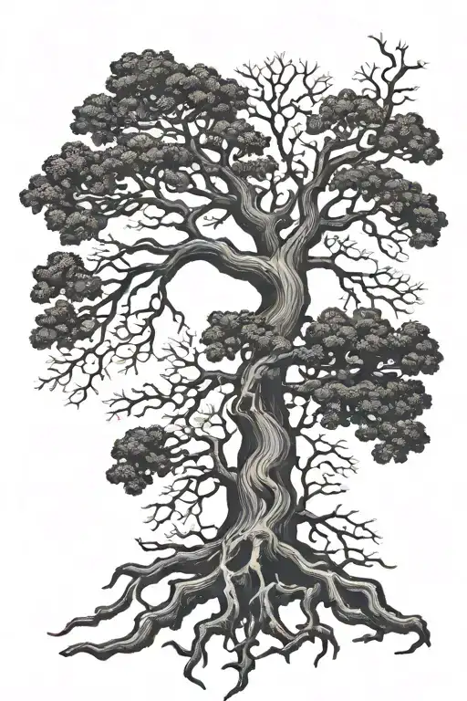 Oak Tree With Roots Shaped Like Louisiana And Texas