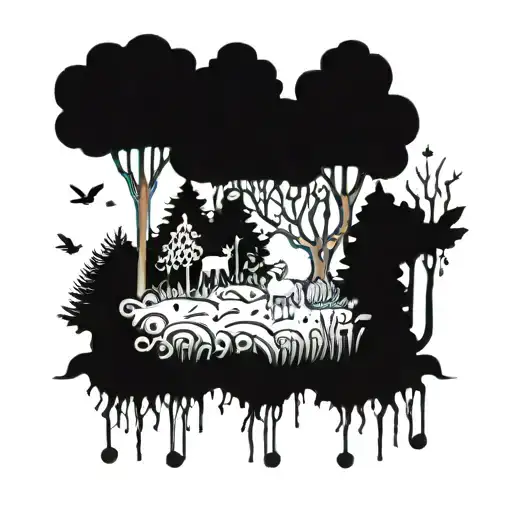 A Whimsical Forest Scene With Playful Animals And Vibrant Colors