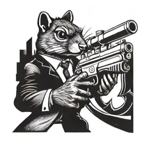 1920'S Mafia Squirrel Holding A Gun