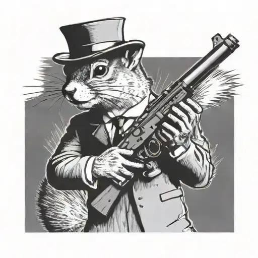 1920'S Mafia Squirrel Holding A Gun
