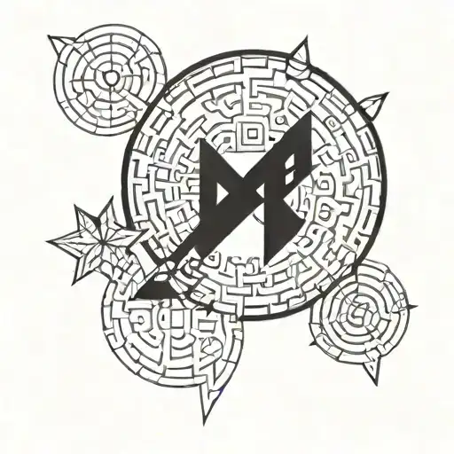 A Manga-inspired Coding Symbol With A Blackwork Design