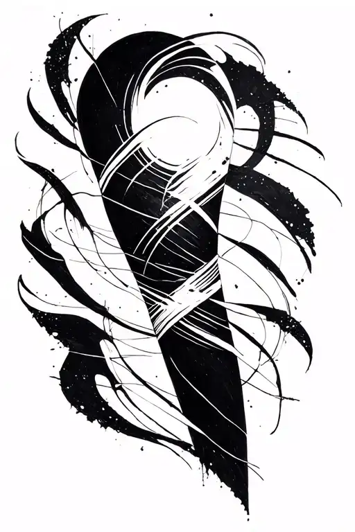 Black Abstract Art Going From Wrist Up To Inner Forearm