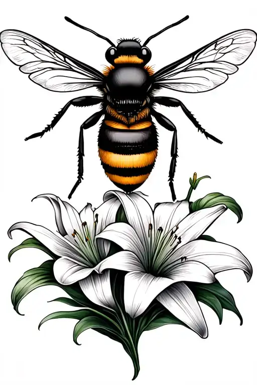Bee And Lily Flower