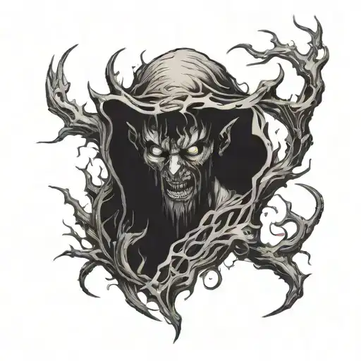 A Demonic Interpretation Of Beelzebub Surrounded By A Dark Forest Scene