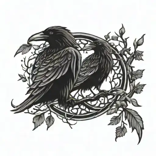 A Dark Celtic Design With Ravens And Trees