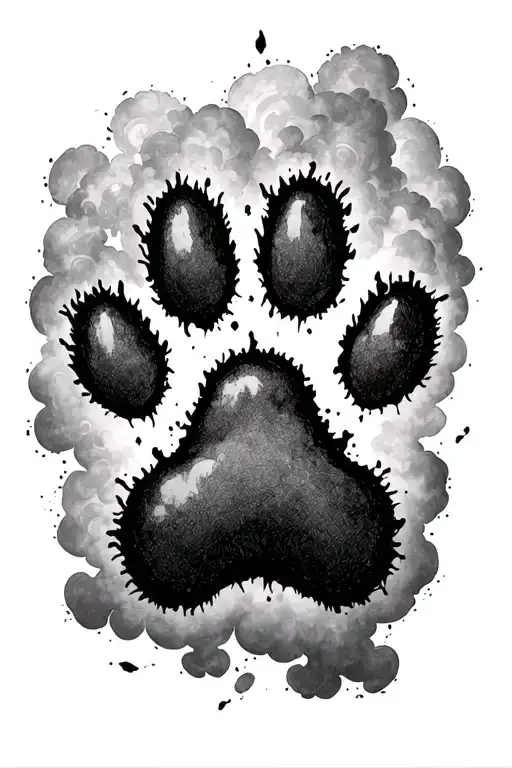 Dog Paw Print Engulfed In Dark Clouds