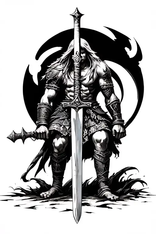 Knee -Up Warrior With Sword