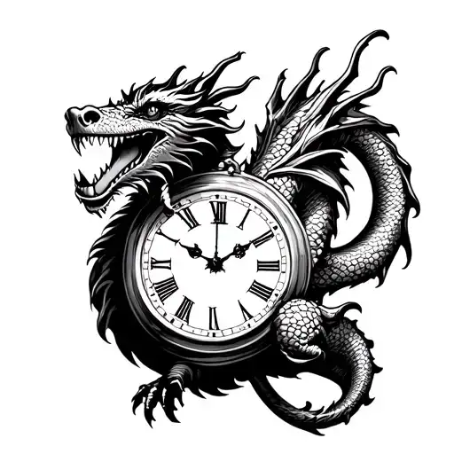Dragon Holding A Clock