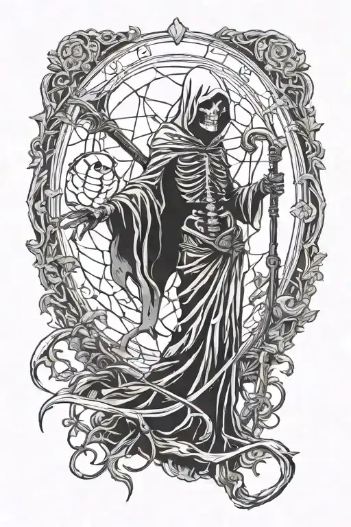 Skeleton Grim Reaper Girl Standing