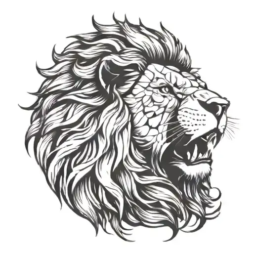 Female Lions Head Roaring