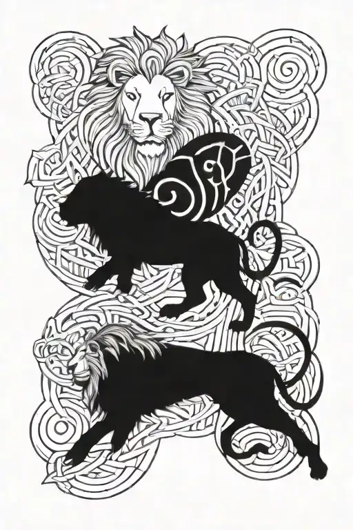 Lion And Dara Knot Intertwined