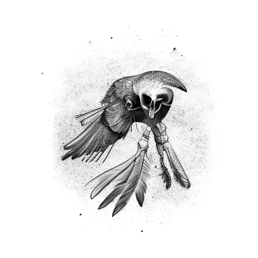 Dead Crow With Bones Showing Through Skin And Feathers