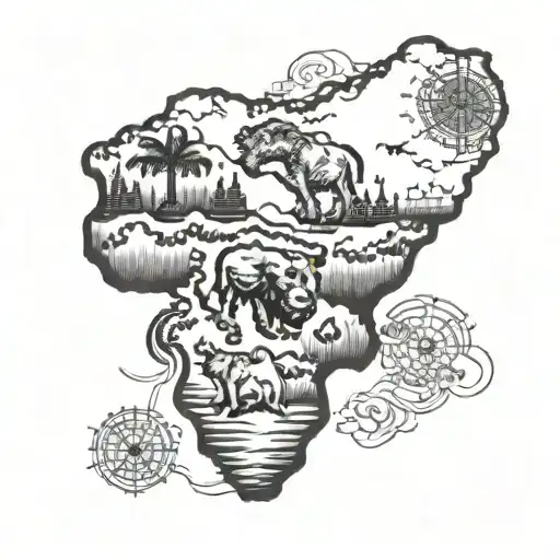 Africa Map With Lion Head