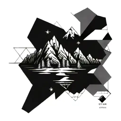 A Geometric Mountain Landscape With Intricate Fractal Patterns
