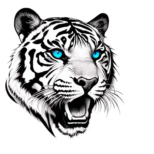 Tiger Face Blue Eyes